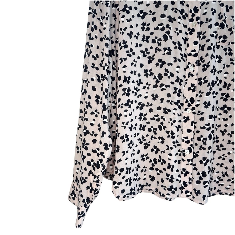 RAILS Anna Rose Floral Cheetah Blouse L Large Pink Black Rayon Button Up Shirt - Picture 4 of 16